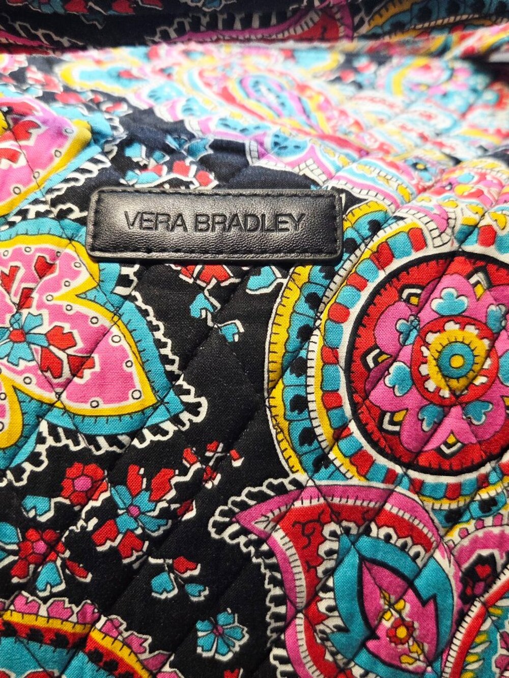 Vera Bradley X-Large Travel Duffel Bag Parisian Paisley Pink Blue Black 21x12x11
